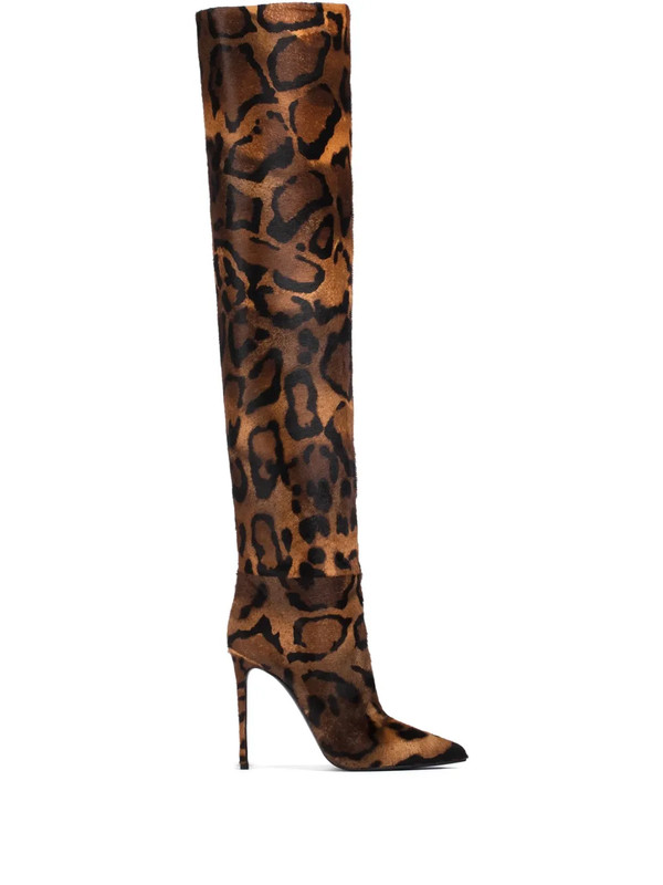Le Silla 120mm Eva leopard-print leather boots - Brown
