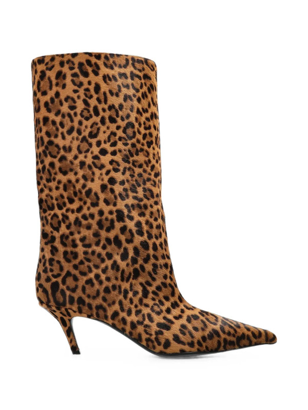Amina Muaddi Fiona leopard-print knee-high boots - Brown