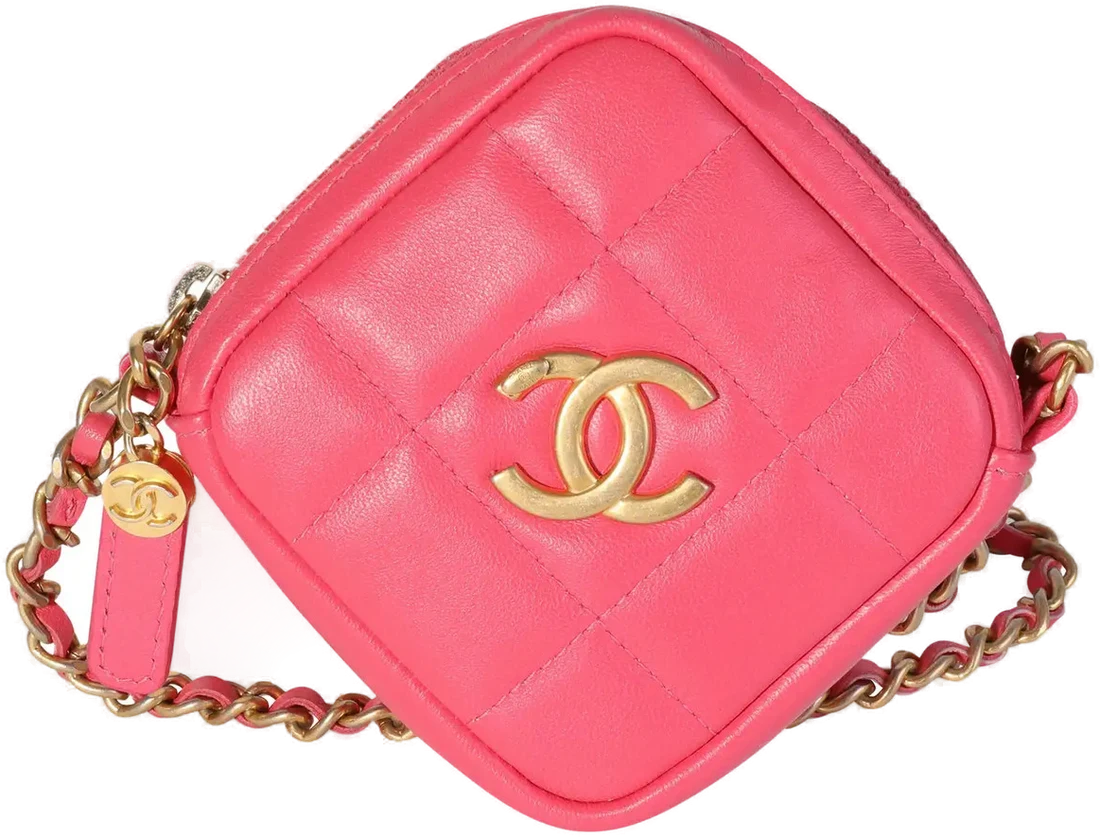 Chanel Hot Pink Quilted Lambskin Diamond Crossbody Bag