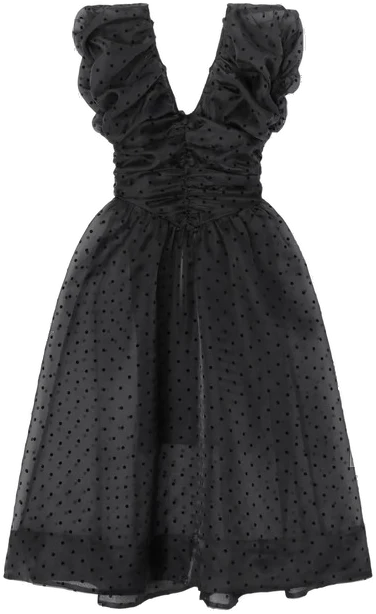GANNI Ruffled Polka dot-pattern Mini Dress | Black | FARFETCH CA